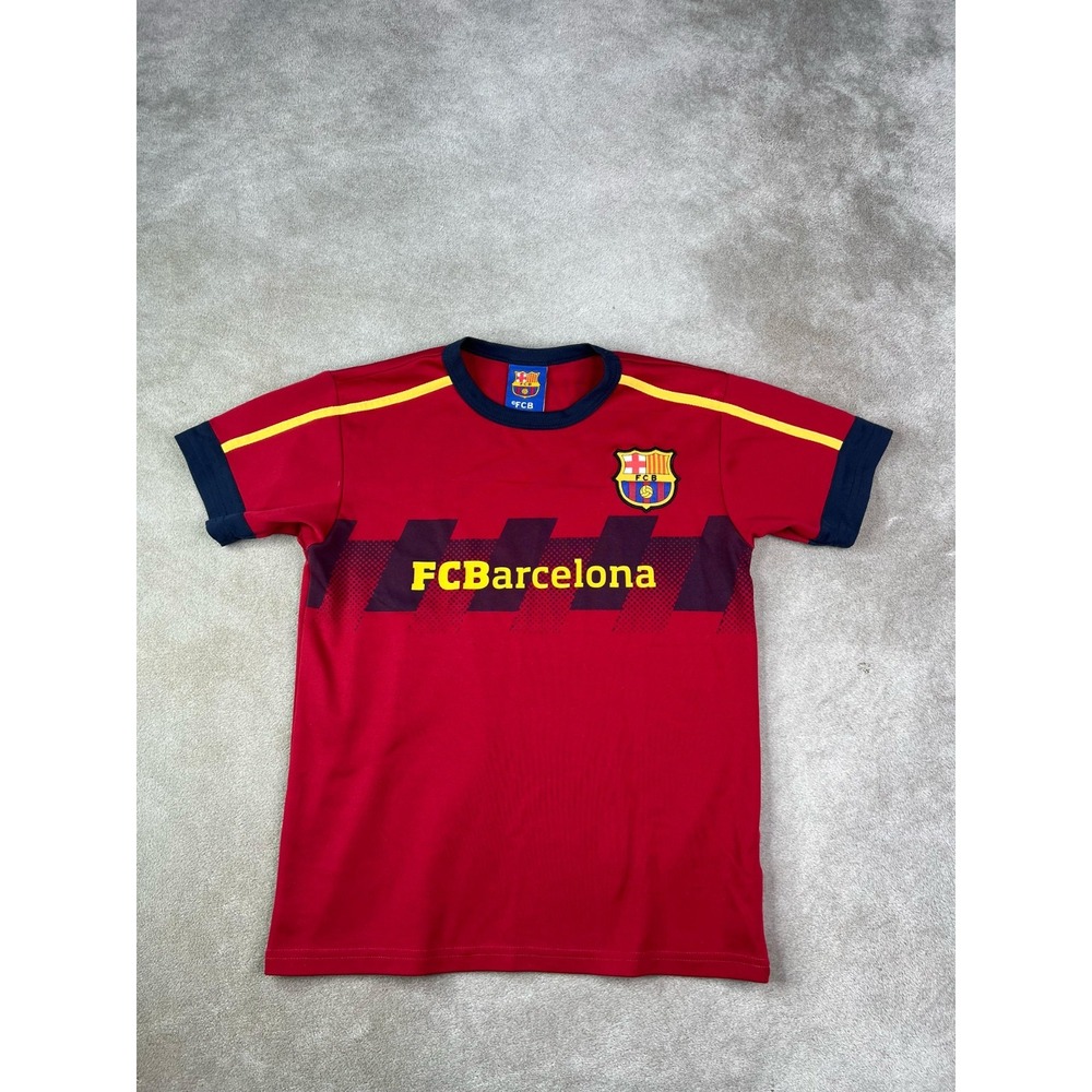 FC Barcelona Home Jersey Kids Extra Large Navy Graphic Logo Short Sleeve